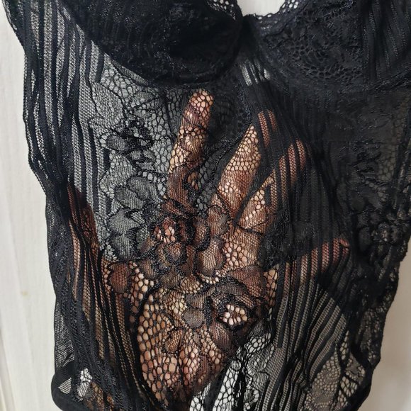 Black Lace Mesh Bustier Bodysuit - Revamped (Urban Planet) - Picture 2 of 5